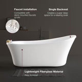 Aiden 70 In. Acrylic Freestanding Soaking Bathtub in White Including Chrome Freestanding Faucet