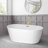 67 In. X 29 In. Acrylic Flatbottom Alcove Freestanding Soaking Bathtub in White