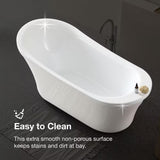 Aiden 70 In. Acrylic Freestanding Soaking Bathtub in White Including Chrome Freestanding Faucet