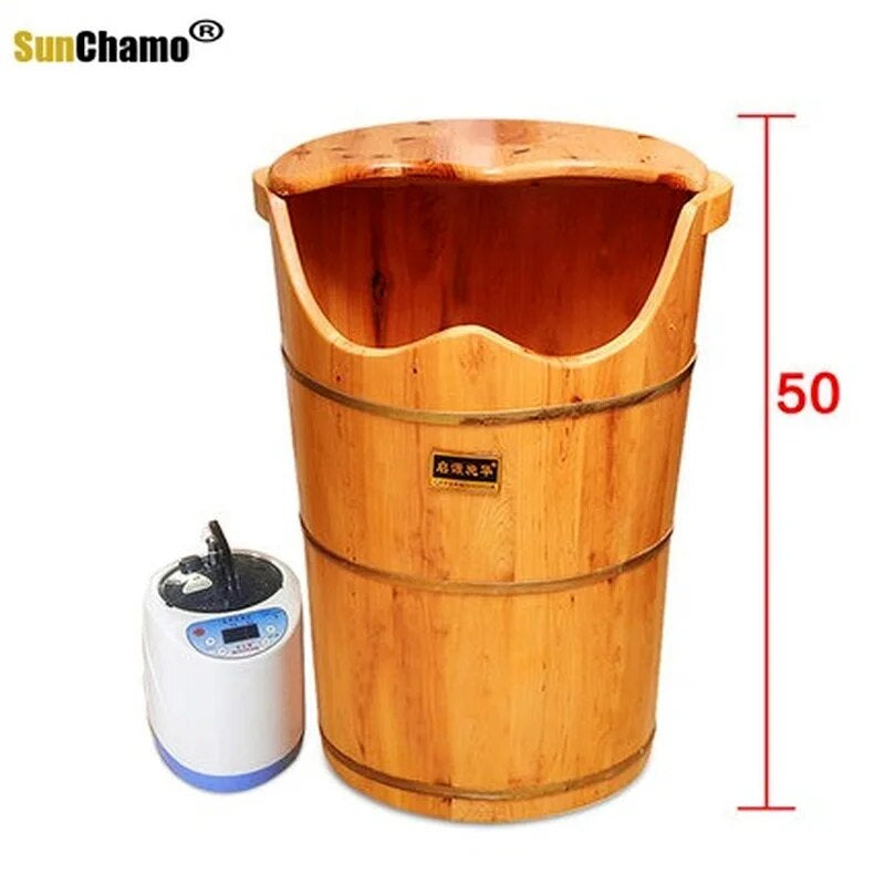 High Steam Machine Bath Barrel Fumigation Thickened Heated Tub Solid Wood Footbath Foot Pedicure Massage Bathtub Adult