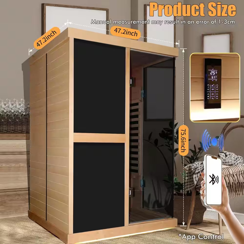 Moray 2-Person Indoor Hemlock Infrared Sauna with 10 Far-Infrared Carbon Crystal Heaters and Chromotherapy