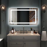 Wall Mounted Lighted Vanity Mirror LED Bathroom Mirror anti Fog and IP67 Waterproof, Rectangle 40