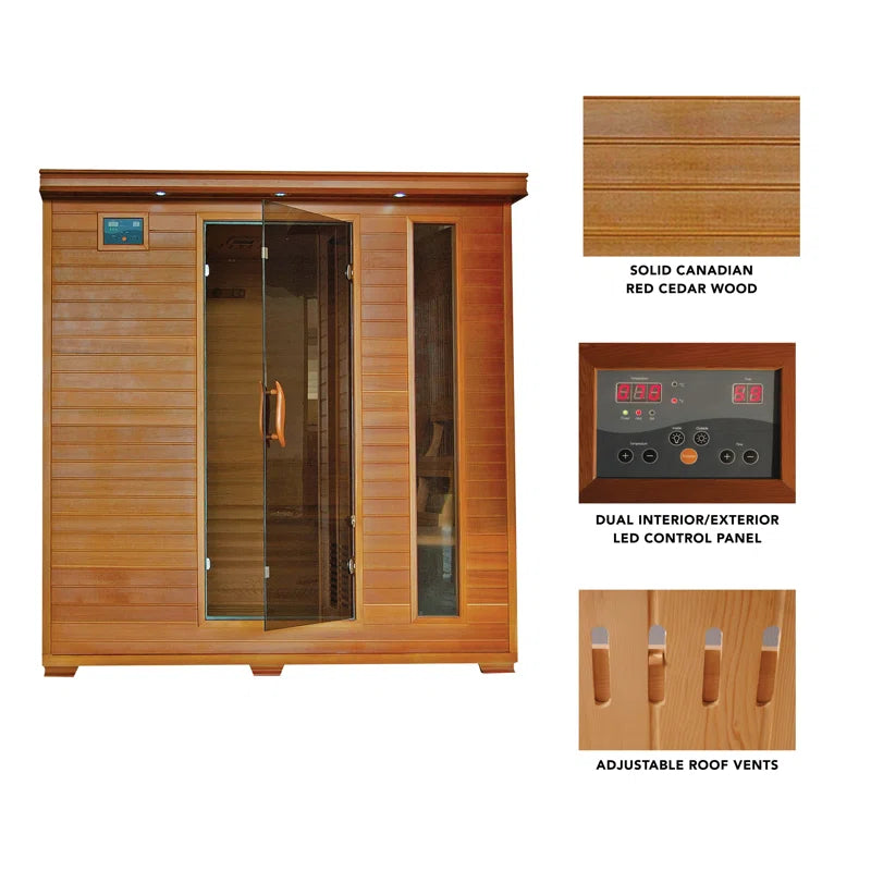 6-Person Cedar Infrared Sauna with 10 Carbon Heaters