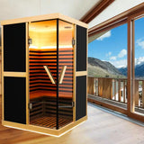 Moray 2-Person Indoor Hemlock Infrared Sauna with 10 Far-Infrared Carbon Crystal Heaters and Chromotherapy