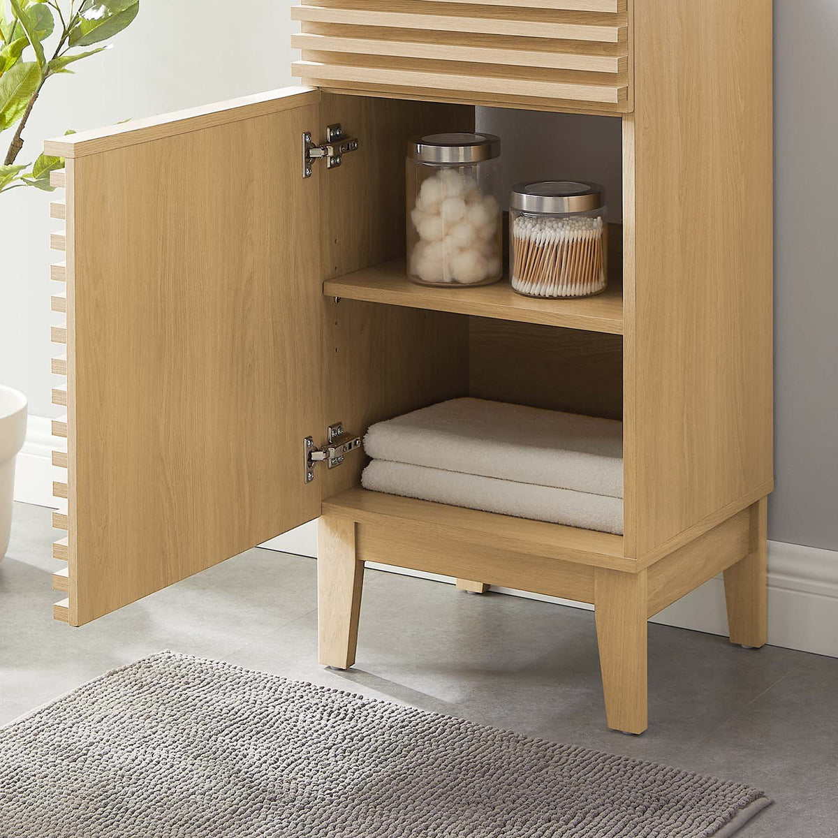 Render 18" Bathroom Vanity Cabinet (Sink Basin Not Included) in Oak