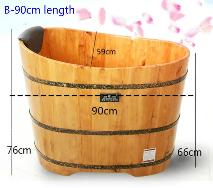 High Quality Bathtub Cask Adult Solid Wood Small Bathroom Tub Wooden Bath Household Hot Tub