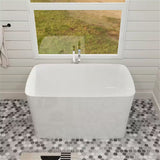 47 In. Acrylic Flatbottom Not Whirlpool Freestanding Japanese Soaking Bathtub with Pedestal Soking SPA Tub in White