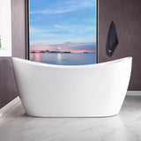 Saber 67 In. Acrylic Flatbottom Double Slipper Bathtub with Brushed Nickel Overflow and Drain Included in White