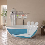 Foyil 59 In. X 31 In. Solid Surface Stone Resin Flatbottom Freestanding Bathtub Soaking Bathtub in Matte White