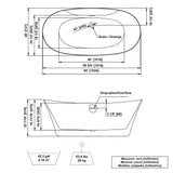 Berkel 60 In. Freestanding Flatbottom Soaking Bathtub in White with Overflow and Drain in Brushed Nickel Included