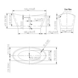 59 In. Free Standing Bathtub Streamline Stand Alone Flatbottom Acrylic Deep Soaking SPA Tubs for Adults in White