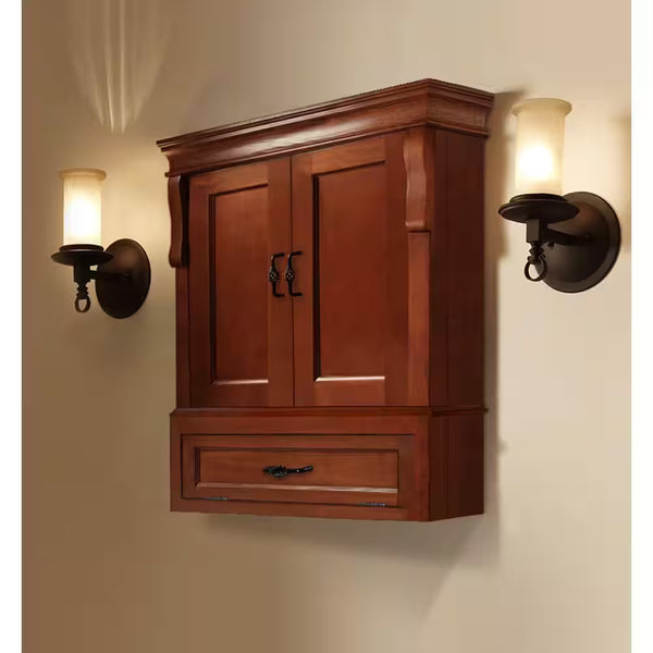 Naples 26.5 In. W X 8 In. D X 32.8 In. H Bathroom Storage Wall Cabinet in Warm Cinnamon