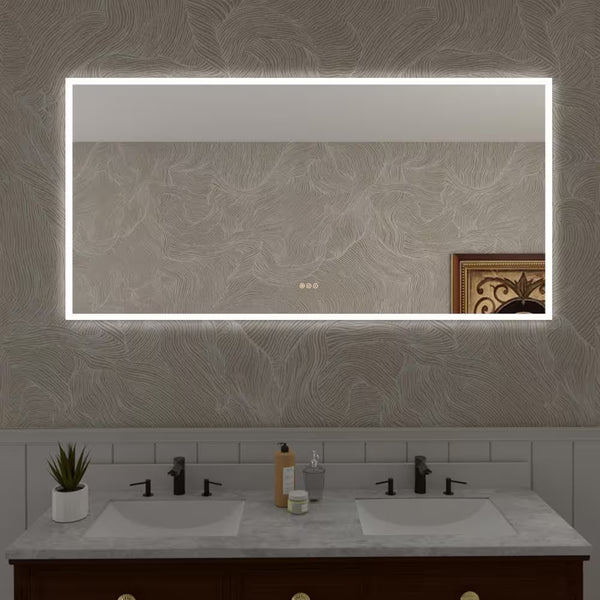 Musci 72 In. W X 36 In. H Rectangular Frameless LED Wall Bathroom Vanity Mirror