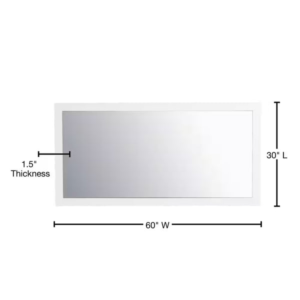 Sun 60 In. W X 30 In. H Framed Rectangular Bathroom Vanity Mirror in Gloss White