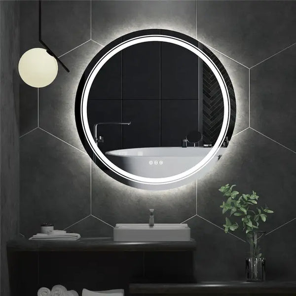 Smart Illuminate LED Mirror for Bathroom round Waterproof Washroom Toliet Wash Basin Bath Shower Fogless Mirror