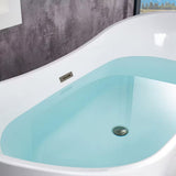 Saber 67 In. Acrylic Flatbottom Double Slipper Bathtub with Brushed Nickel Overflow and Drain Included in White