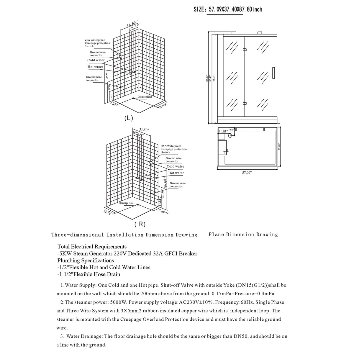 Anzio Steam Shower Enclosure