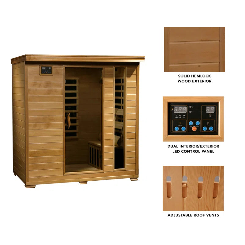 4-Person Hemlock Infrared Sauna with 9 Carbon Heaters