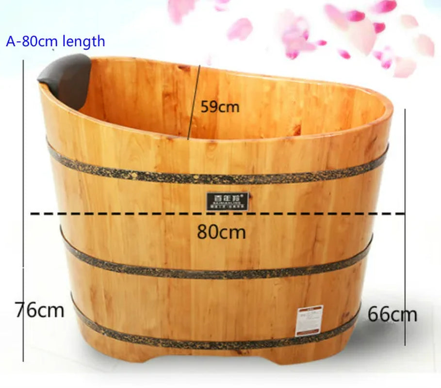 High Quality Bathtub Cask Adult Solid Wood Small Bathroom Tub Wooden Bath Household Hot Tub