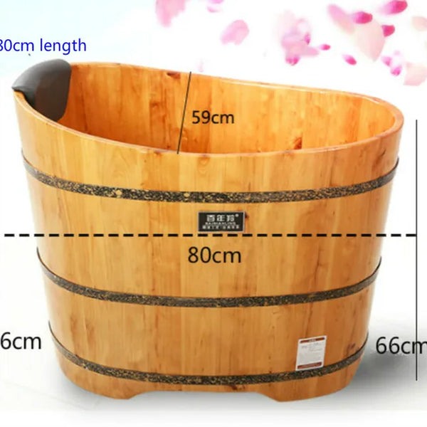 High Quality Bathtub Cask Adult Solid Wood Small Bathroom Tub Wooden Bath Household Hot Tub