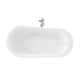 Aiden 70 In. Acrylic Freestanding Soaking Bathtub in White Including Chrome Freestanding Faucet