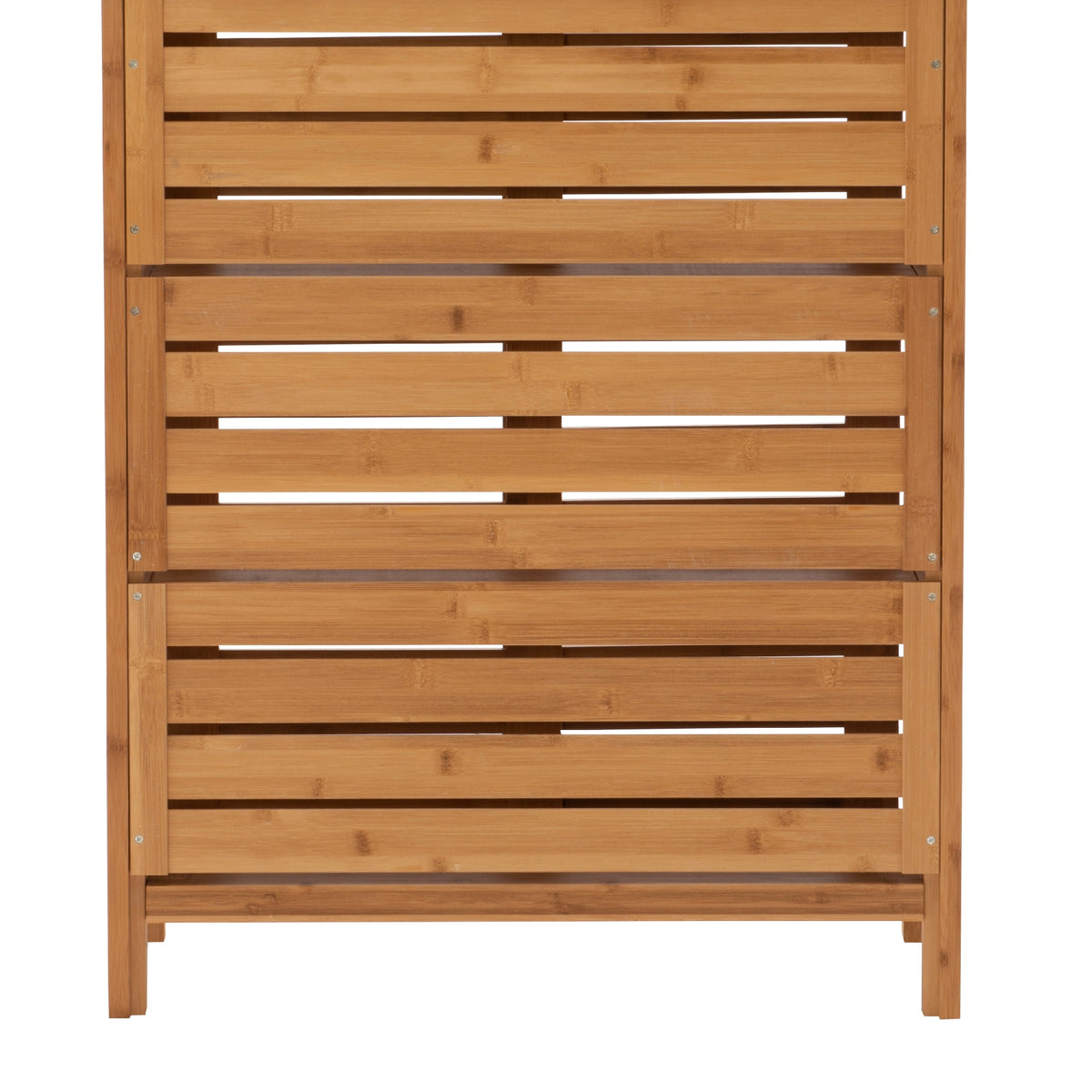 Harding 3-Shelf Dual Sliding Door Floor Cabinet, 26" Wide, Natural Bamboo Finish