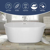 67 In. X 29 In. Acrylic Flatbottom Alcove Freestanding Soaking Bathtub in White