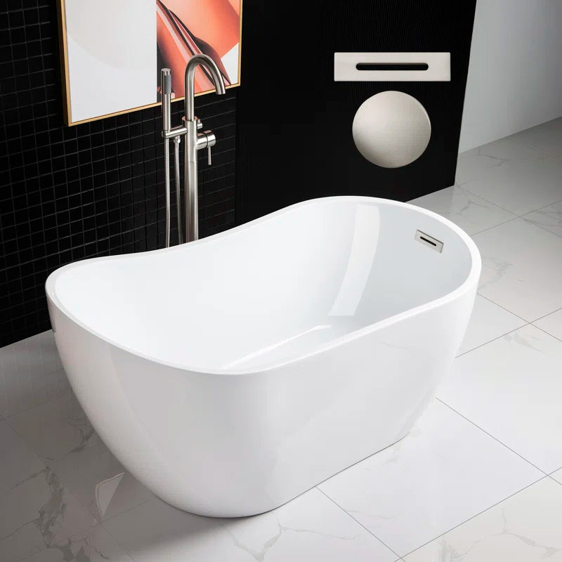 54'' X 28.38'' Freestanding Soaking Acrylic Bathtub