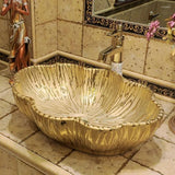 Bath Accessory Set European Style Table Basin Gold Ceramic Light Luxury Creative Art Washbasin Beauty Salon Bathroom