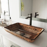 Donatello Golden Green Glass 22 In. L X 15 In. W X 5 In. H Rectangular Vessel Bathroom Sink