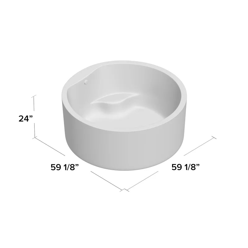 59" X 59" Freestanding Soaking Acrylic Bathtub