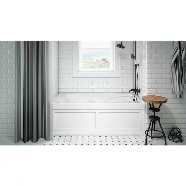 CETRA 60 In. X 32 In. Acrylic Left Drain Rectangular Alcove Soaking Bathtub in White