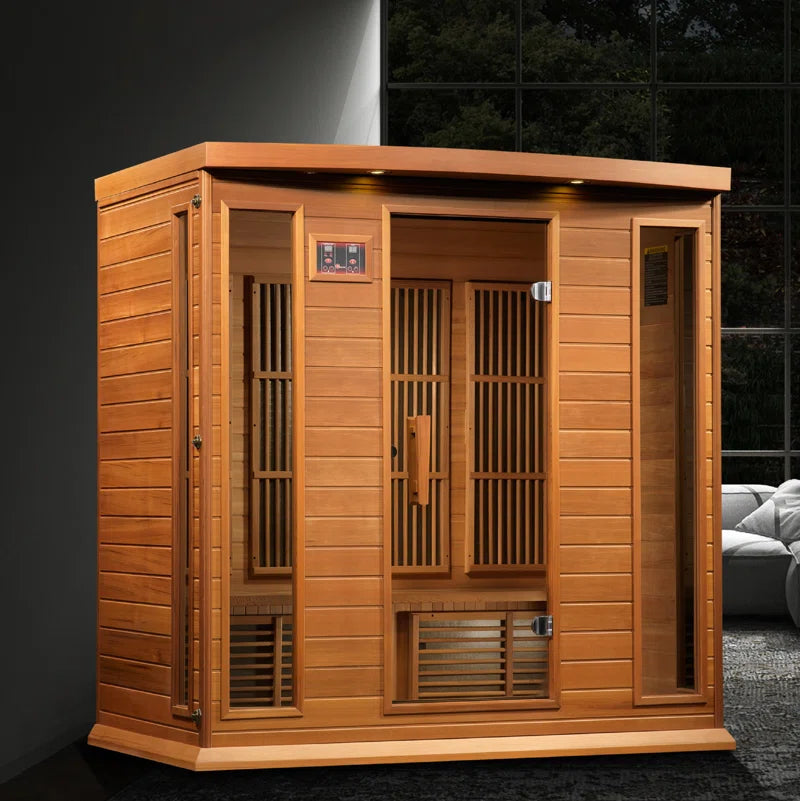 Saunas 4 - Person Indoor Bluetooth Compatible FAR Infrared Sauna in Cedar