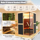 Moray 2-Person Indoor Hemlock Infrared Sauna with 10 Far-Infrared Carbon Crystal Heaters and Chromotherapy