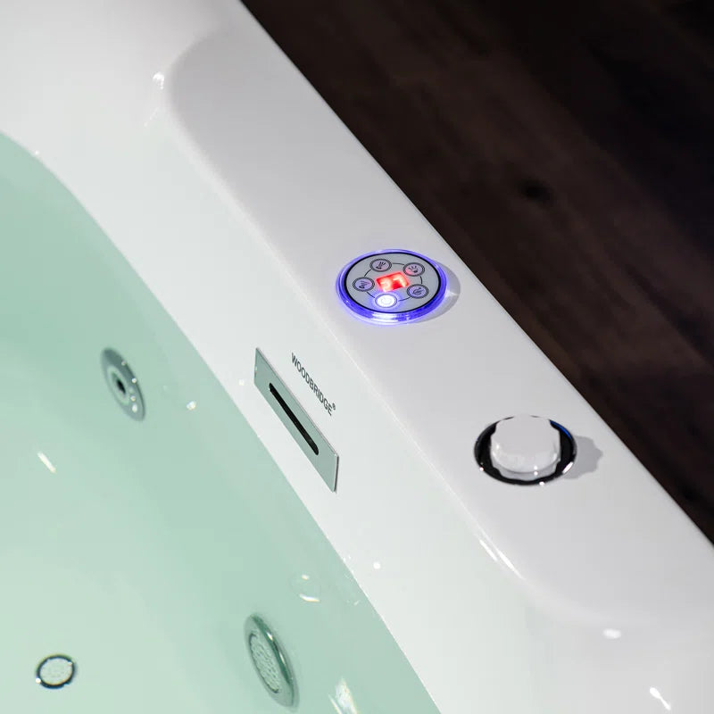 72" Whirlpool and Air Bubble Freestanding Heated Soaking Bathtub with LED Control Panel