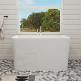 47 In. Acrylic Flatbottom Not Whirlpool Freestanding Japanese Soaking Bathtub with Pedestal Soking SPA Tub in White