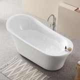 Aiden 70 In. Acrylic Freestanding Soaking Bathtub in White Including Chrome Freestanding Faucet